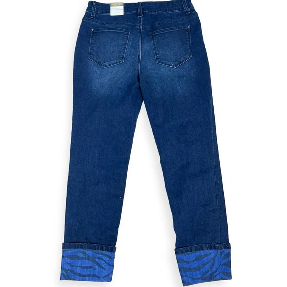 Chicos girlfriend ankle jeans zebra cuffs size 4 - Picture 2 of 6